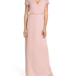 WAYF Anna Tie Back Gown in Ballet Pink